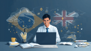 Profissional de TI estudando no computador focado em aprendizado contínuo