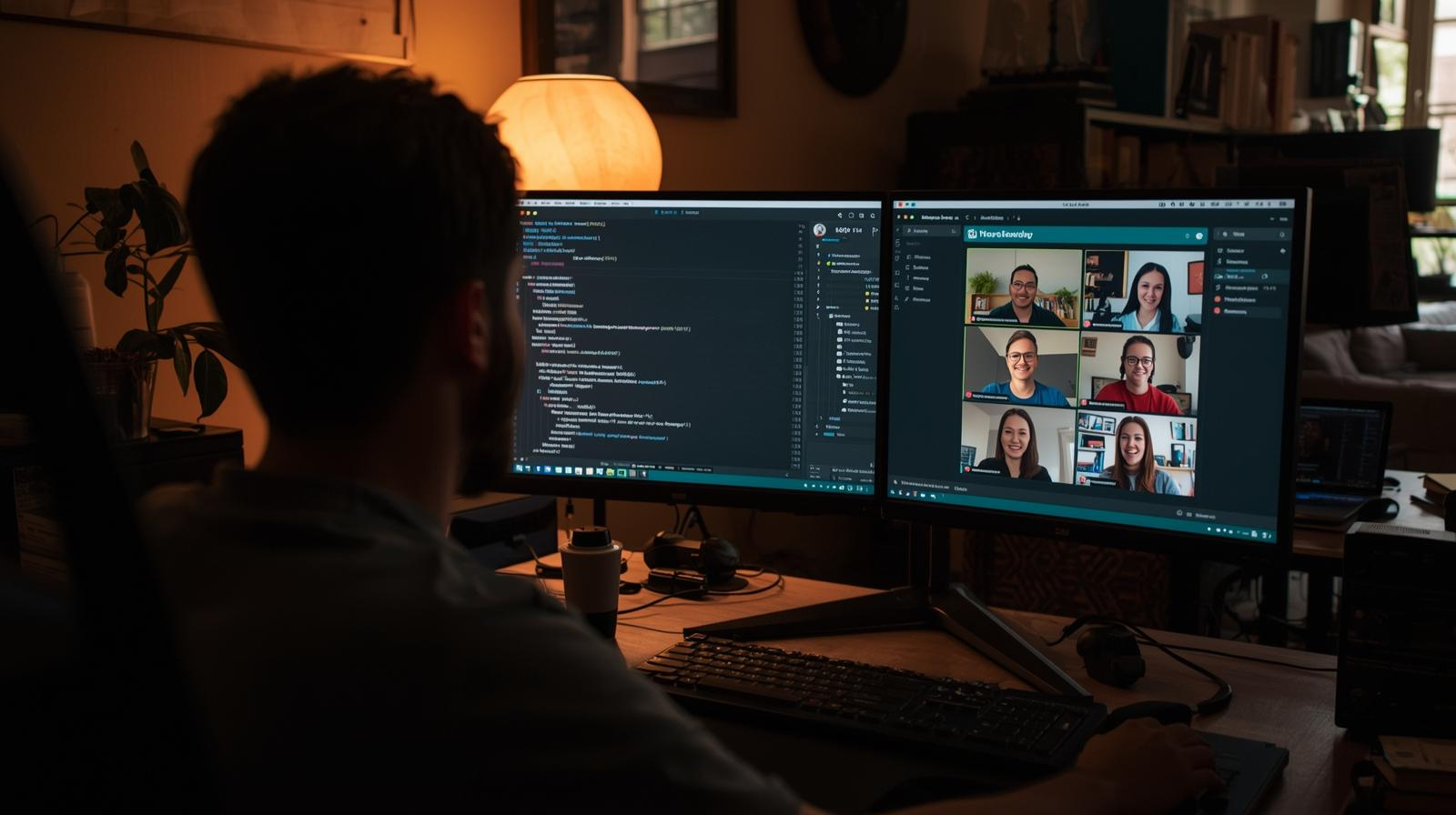 Desenvolvedor trabalhando remotamente em equipe global focado no mercado americano