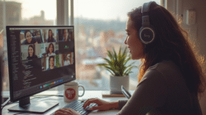 Desenvolvedor trabalhando remotamente em oportunidades globais e vagas internacionais